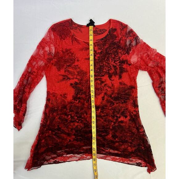 Elegant Vintage Brittany Black Red Lace Women's Top Size M Wimsigoth Romantic - Picture 11 of 13